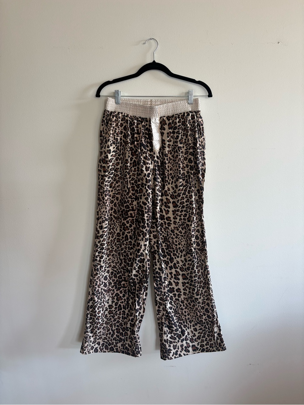 Free People Leopard Print Pajama Pants in Beige and Black